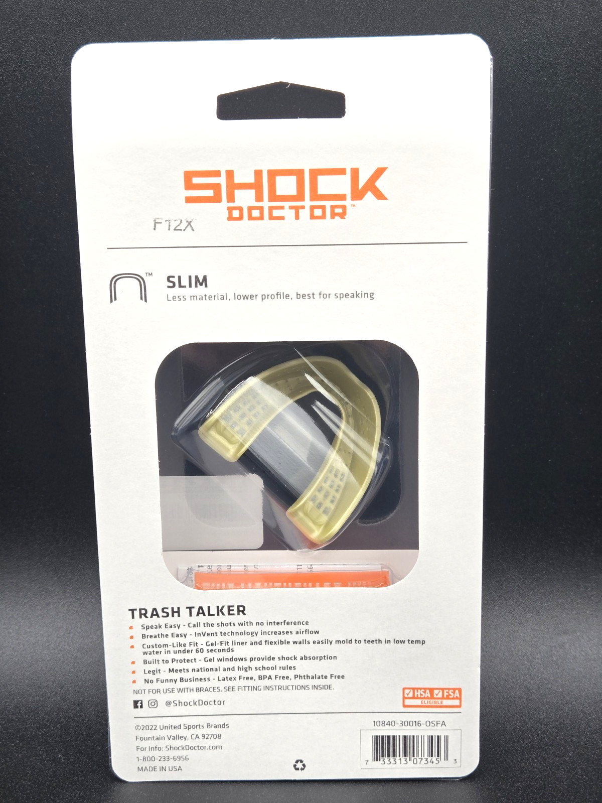 Shock Doctor Trash Talker GOLD Mouthguard Adult 11+ Slim Fit Moldable