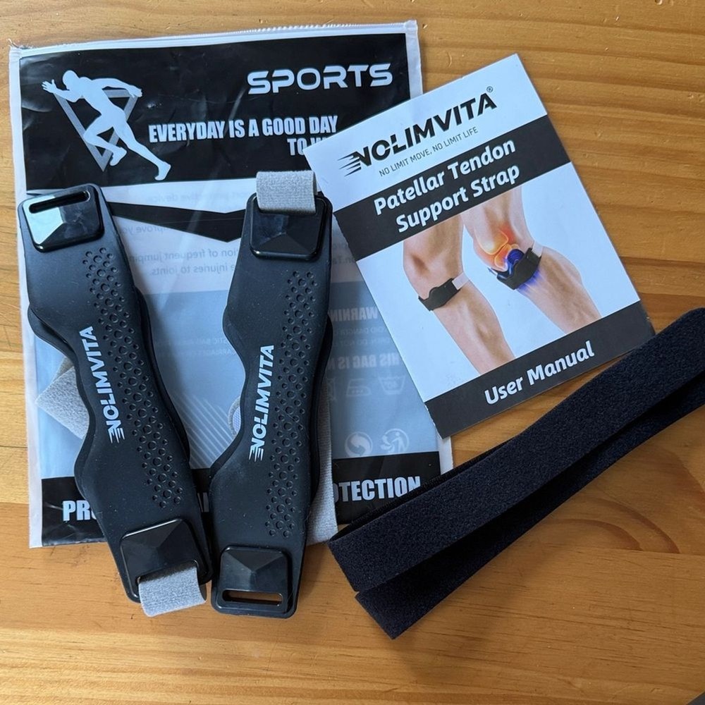 Black Patellar Tendon Support Strap x2