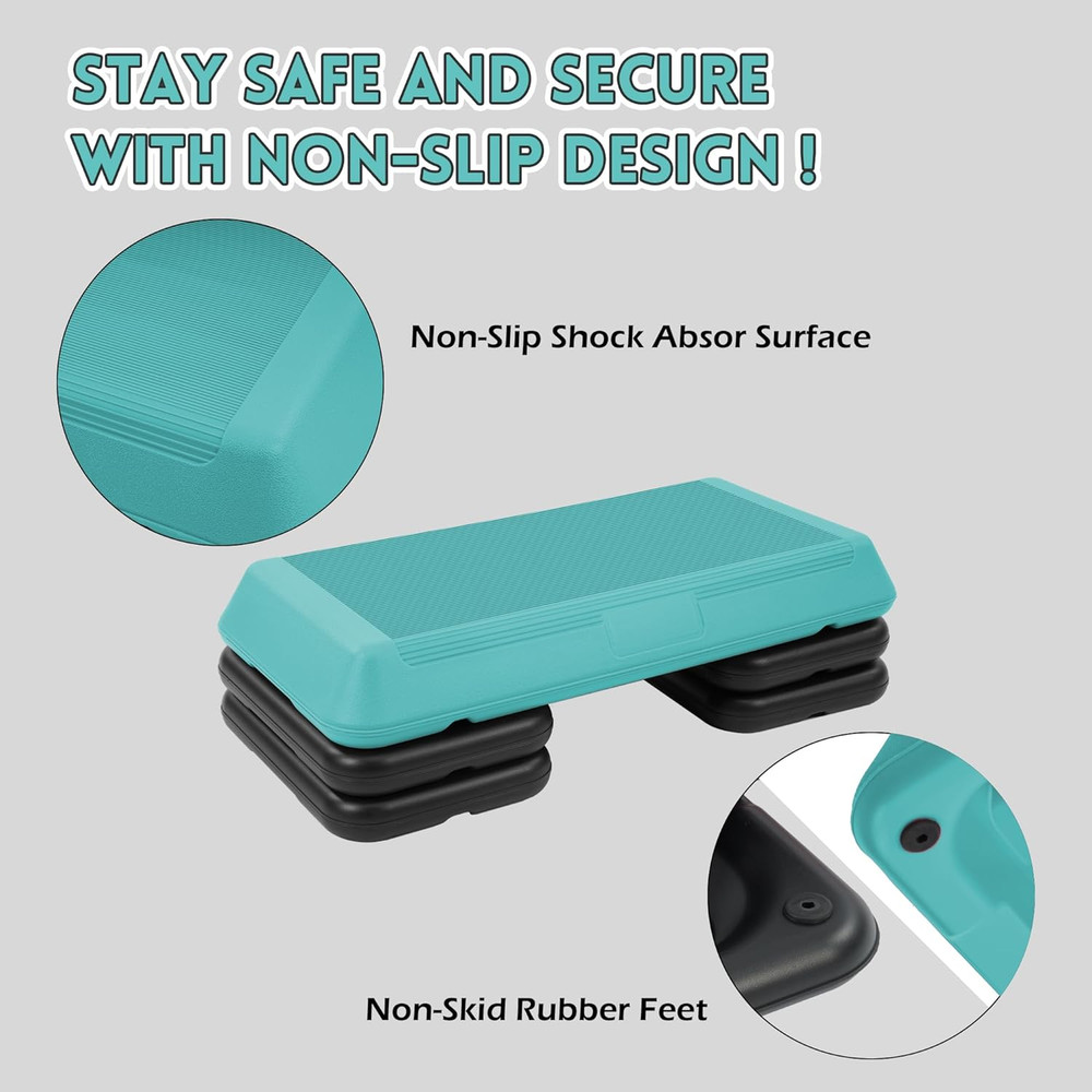 Step Aerobic Platform, Exercise Step with 5 Levels Adjustable Height, 4 Stackabl