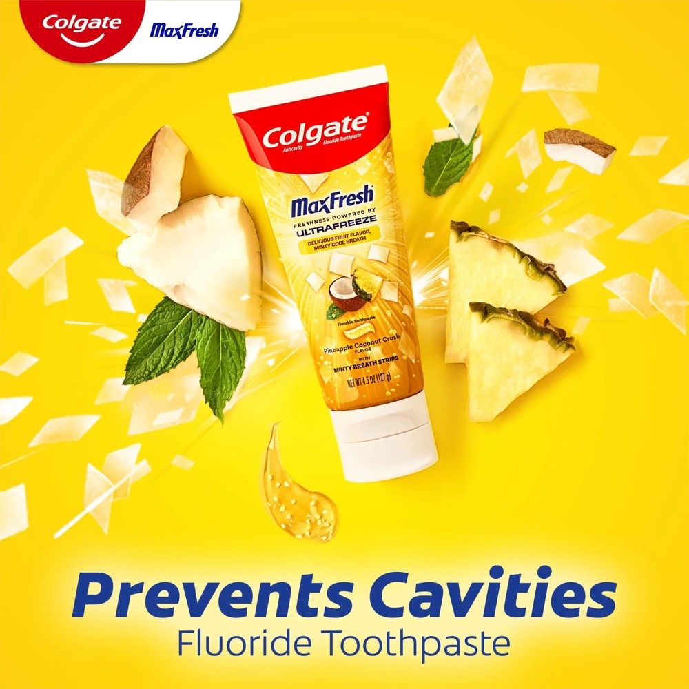 2 Colgate Max Fresh Anticavity Fluoride Toothpaste Mint Pineapple Coconut Crush