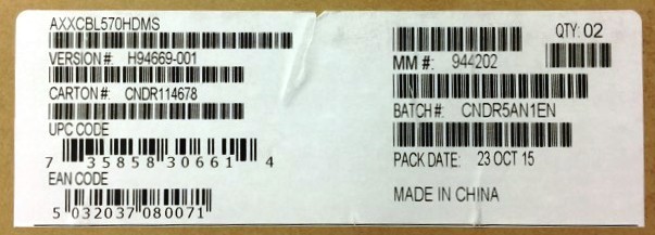 Intel AXXCBL570HDMS Mini-SAS Cable Kit  NEW BULK PACKAGING