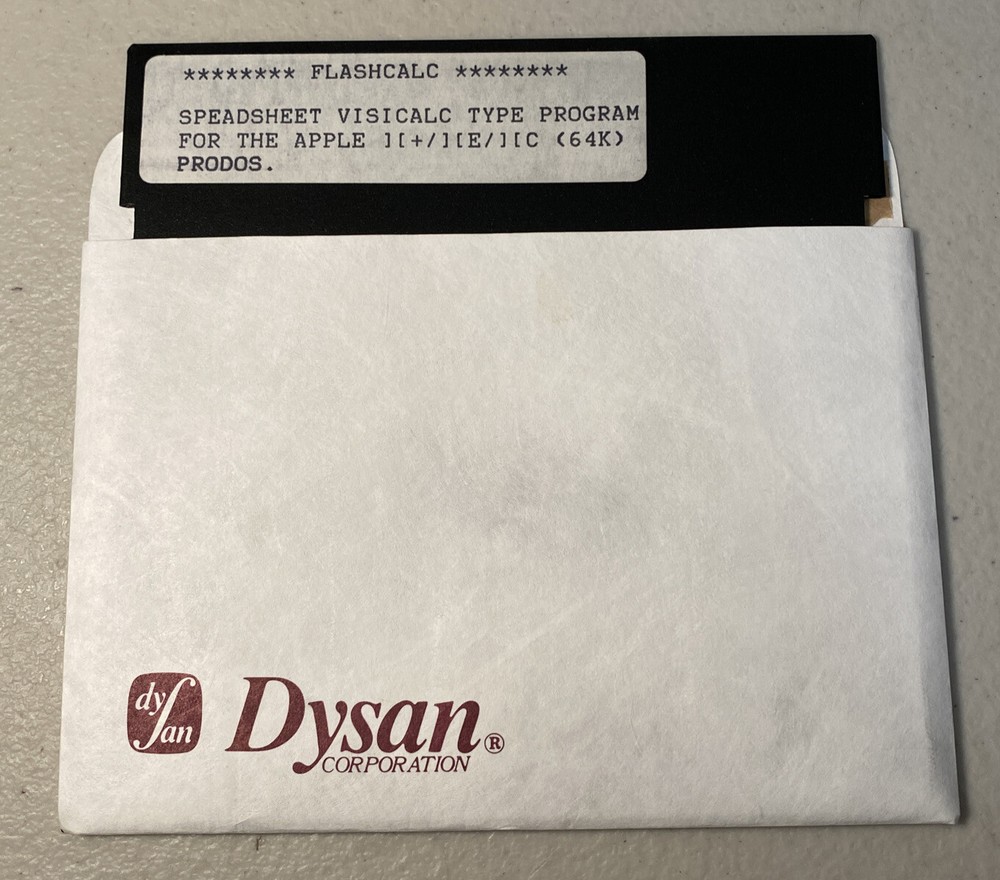 FlashCalc Spreadsheet Program For Apple IIe/IIc/II+ 64k ProDOS 5.25”