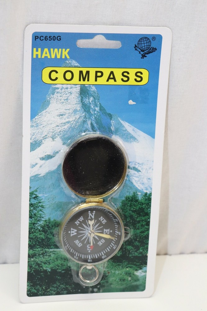 Brass folding Compass with lanyard loop each E9582