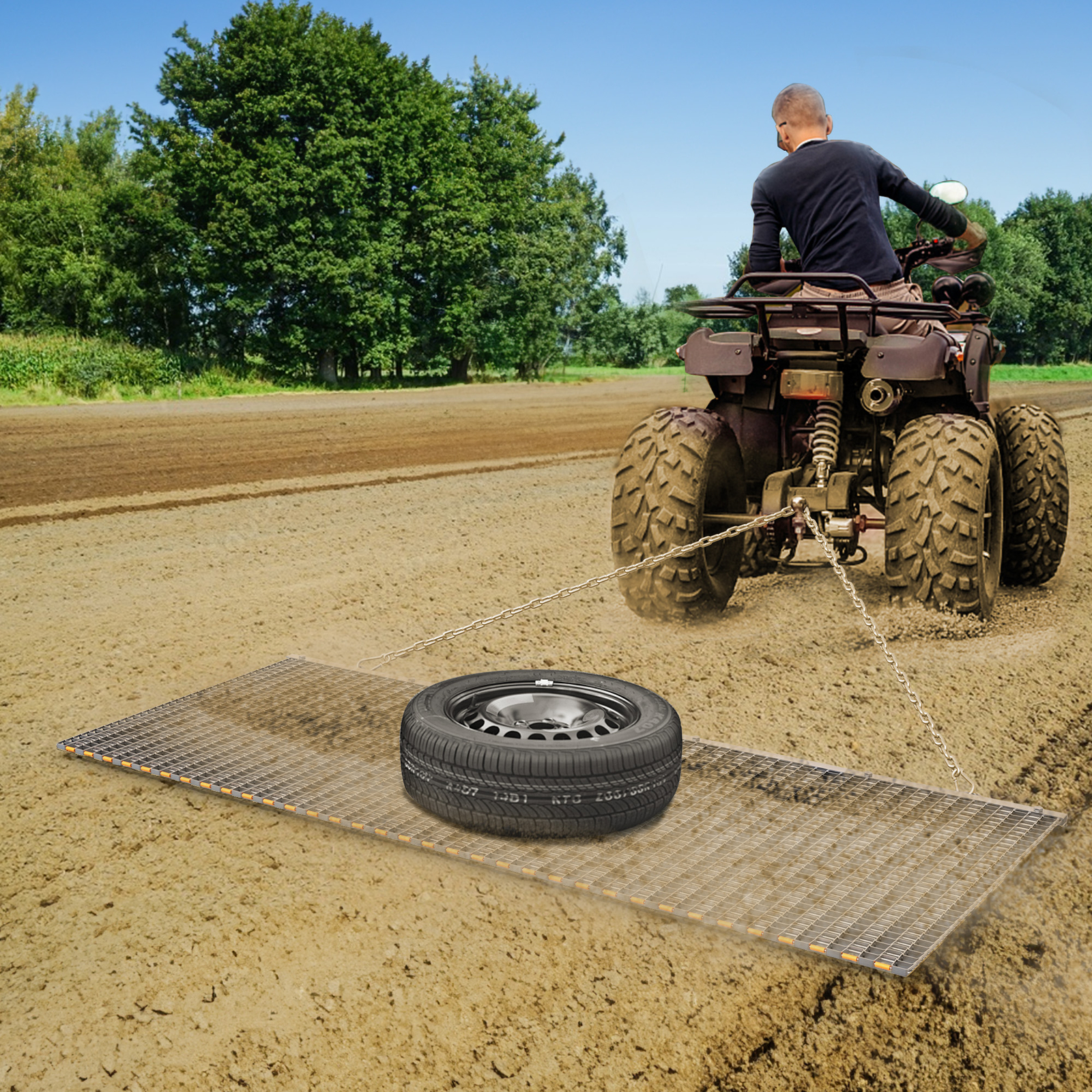6' x 3' Drag Mat Heavy Duty Zinc & Steel Mesh Field Surface Leveling for ATV UTV