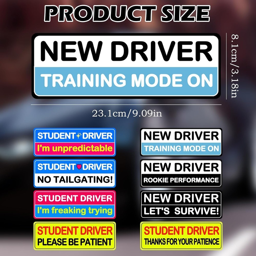 8Pc Student Driver Magnetic Sticker Set