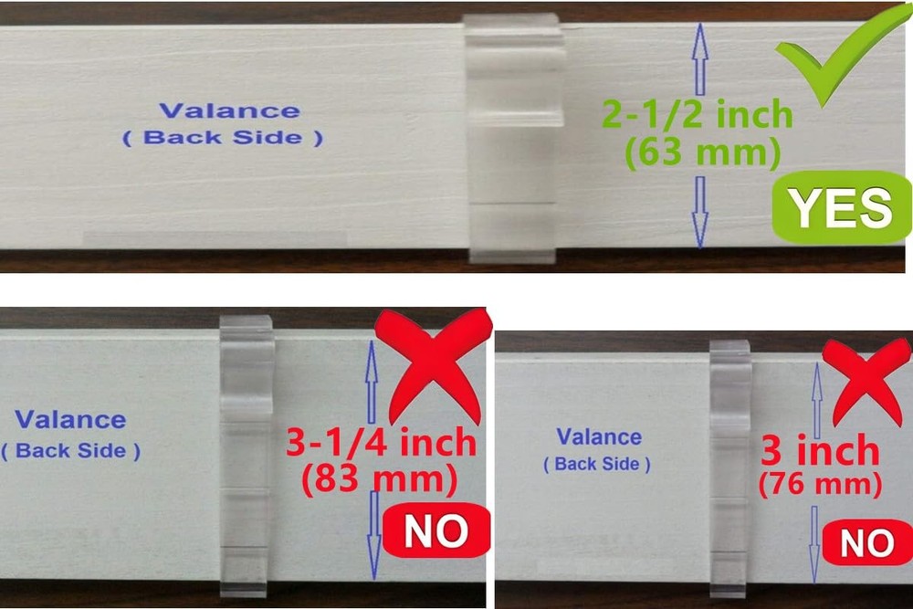 Valance Clips 10pcs 2.5'' Clear Plastic Holders for Horizontal Window Blinds
