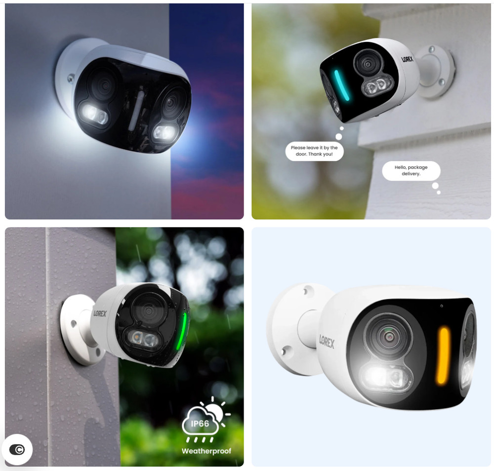 Lorex 4K Dual Lens WiFi Security Camera w/Smart Security Light security cameras