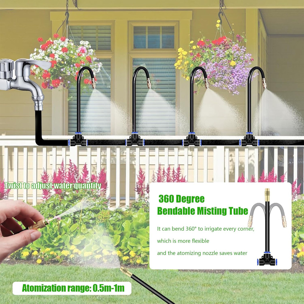 360° Curved Garden Automatic Irrigation System—50FT Drip Irrigation System for G