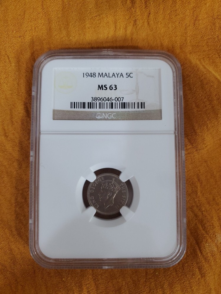 1948 NGC MS 63 Malaya 5 cent