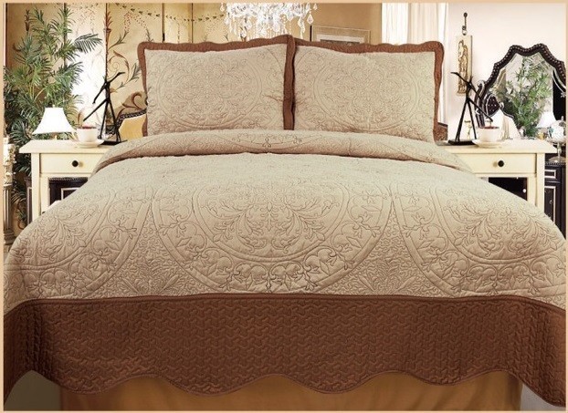 SALE! Embroidery Premium Natural Quilt Set 3 Pcs + Free Bed Sheet set