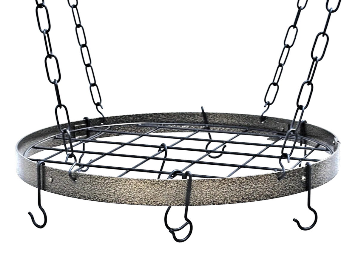 Rogar Round Pot Rack with Grid Hammered Bronze / Black