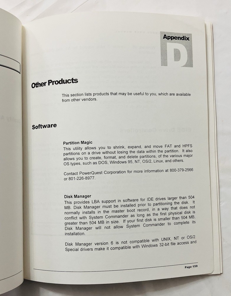 Original System Commander User Manual VCOM Partitioning Guide Windows Linux 1996