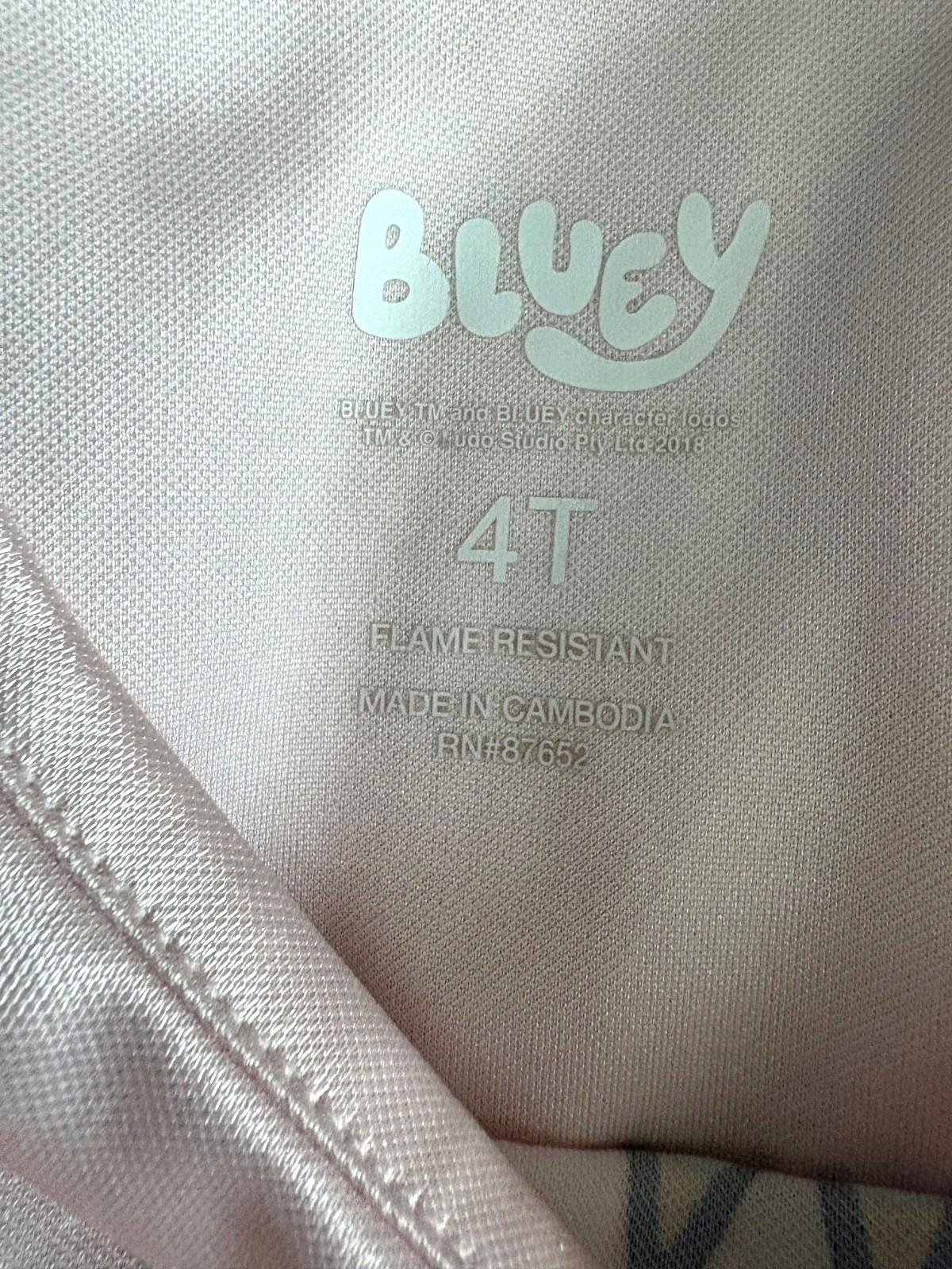 Bluey Dress-Up Costume Dress Girl Size 4T Pink Night Gown Polyester