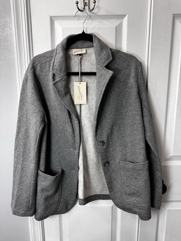 Universal Thread  Gray Long Sleeve Jersey Button Pockets Blazer Size Small