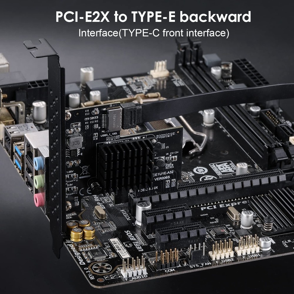 PCI-E 2X to USB3.1 A-Key Gen2 Front Type-C Expansion Card10Gbps Type-E Intern...