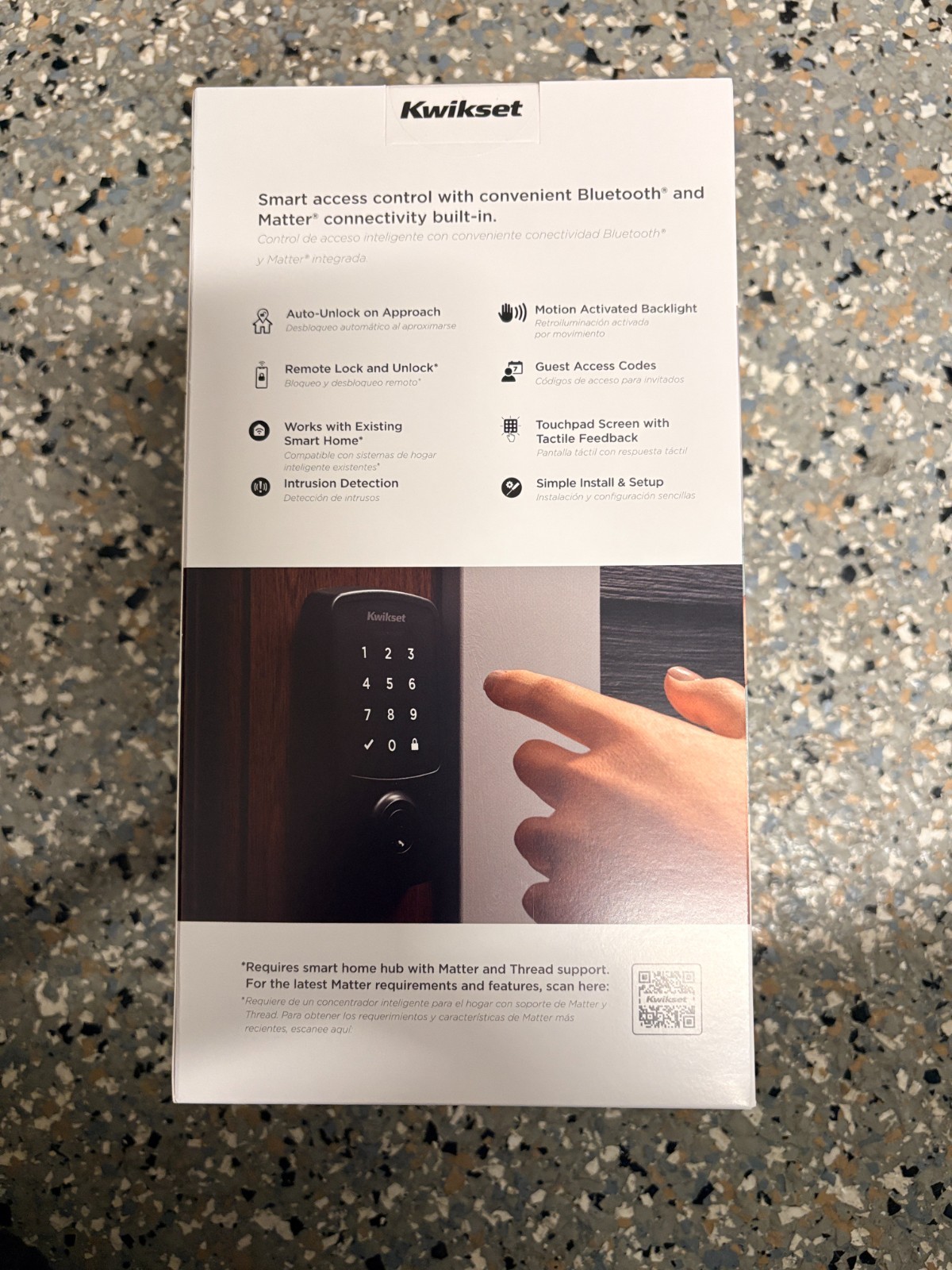 Kwikset Aura Reach Matter Over Thread Bluetooth Smart Deadbolt Lock-Satin Nickel