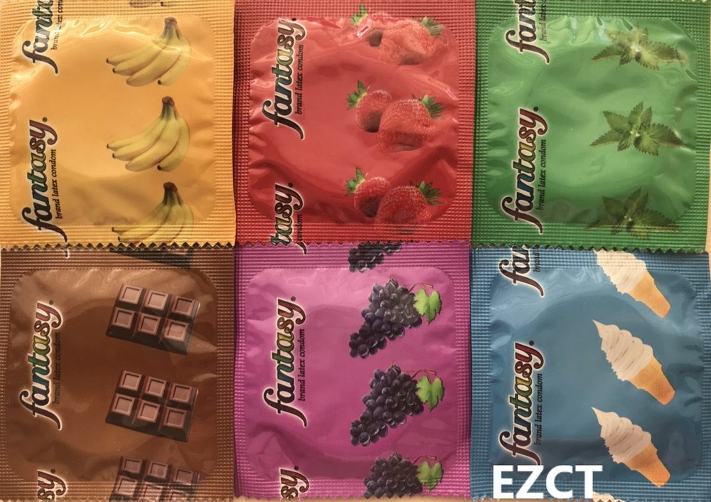 Fantasy Flavored Condoms 12Pack Assorted Fruit Strawberry Chocolate Mint Vanilla