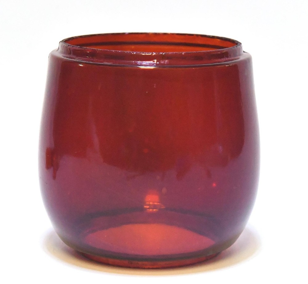 VINTAGE UNMARKED RUBY RED REPLACEMENT LANTERN GLOBE LENS