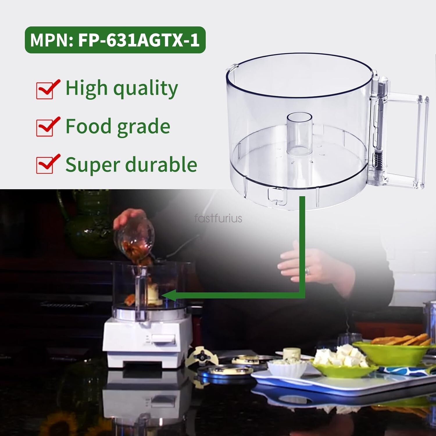 7-Cup Food Processor Work Bowl Fit for Cuisinart DLC-10 Series,FP-631AGTX-1