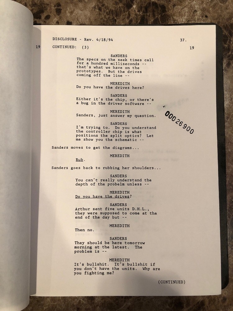RARE 1994 Disclosure Original Movie Script - Donald Sutherland’s Personal Script