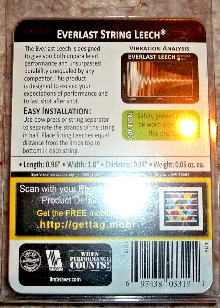 Limbsaver SIMS Vibration Labroratory Everlast String Leech ~ BLUE ~ FREE SHIP