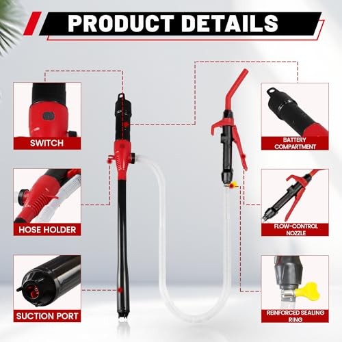 Fuel Transfer Pump Battery Powered Portable - Red