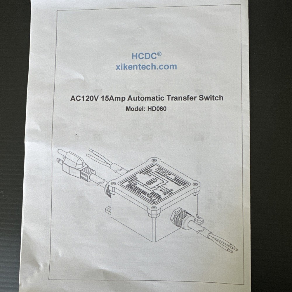 AC120V 15Amp Automatic Transfer Switch, ATS Auto Transfer Switch, HD060