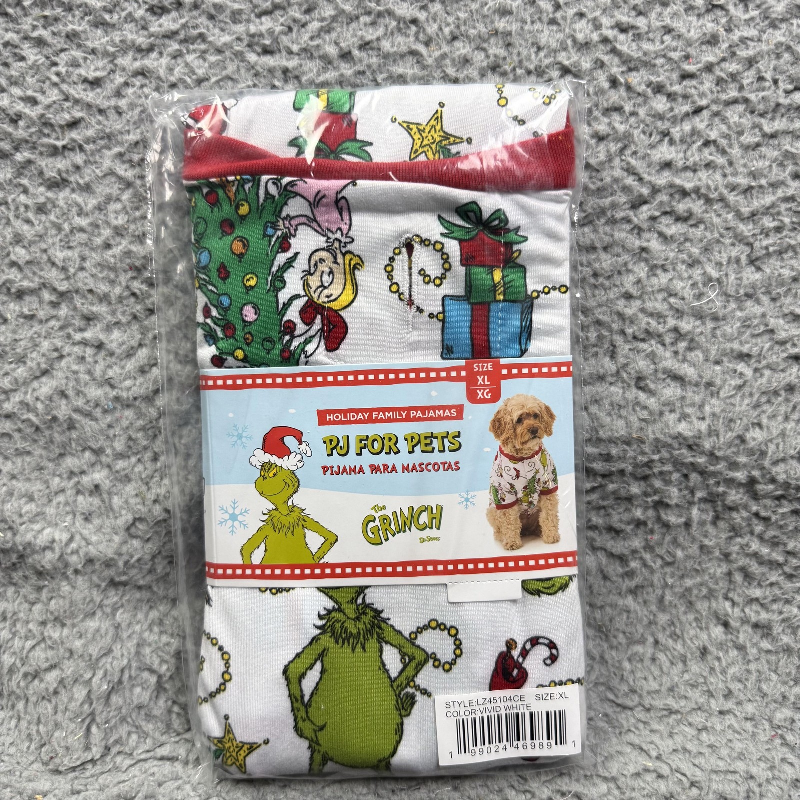 The Grinch Dog Pajamas XL Holiday PJ For Pets White Cotton Winter Apparel