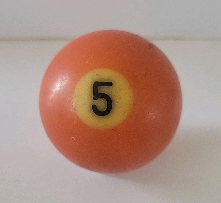 Vintage No. 5 Solid Orange Pool Ball Billiard 2" Replacement (K)