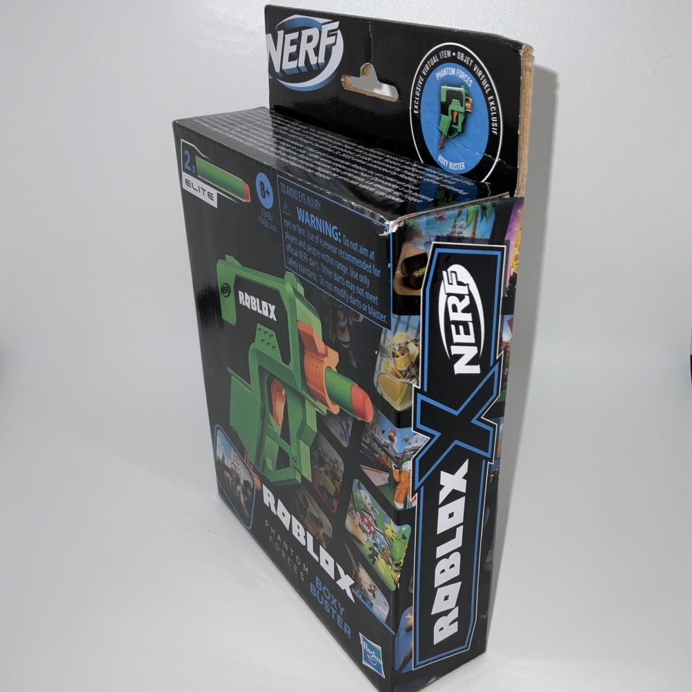 NERF Roblox Phantom Forces: Boxy Buster Dart Blaster Pull-Down Priming 2 Darts#