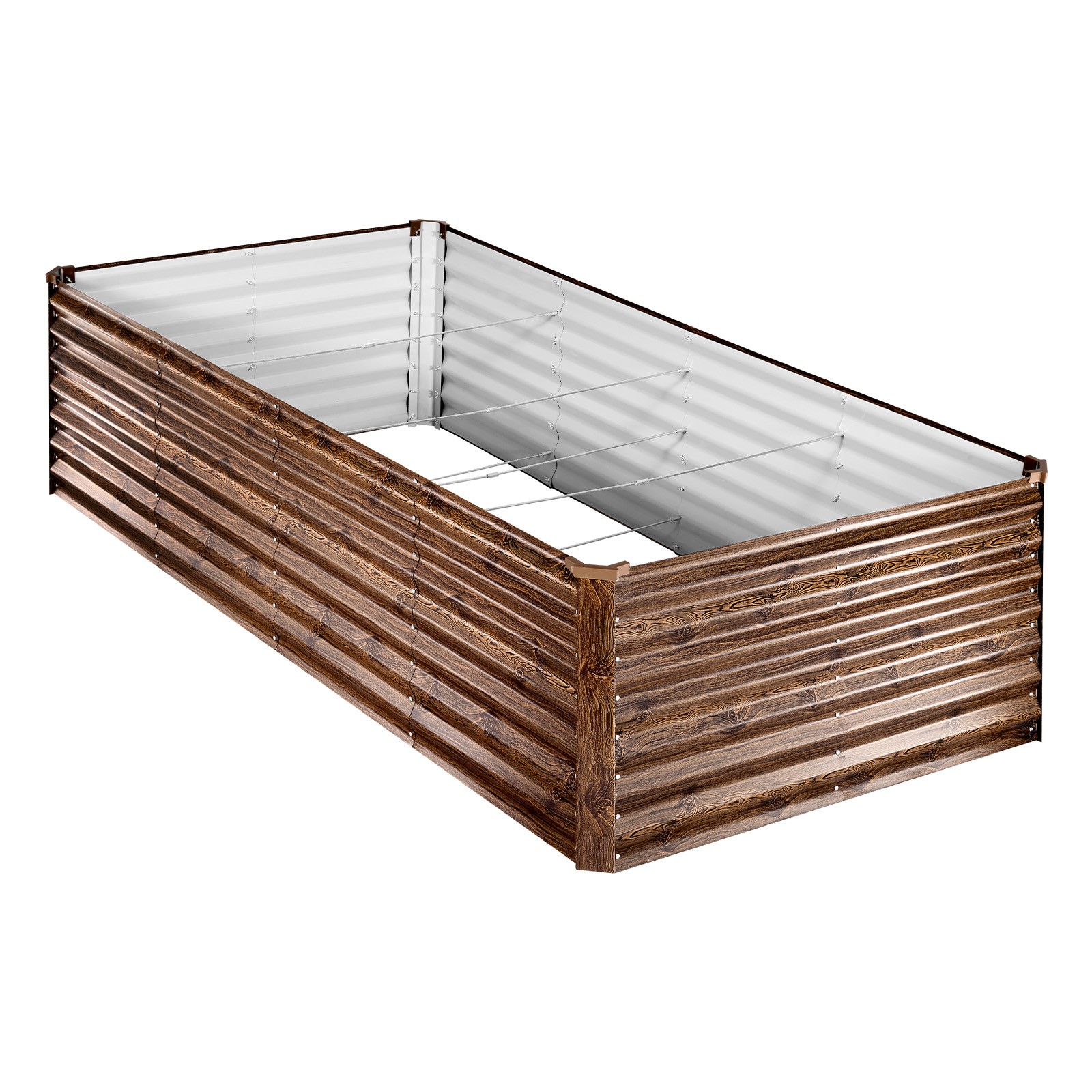 VEVOR Galvanized Raised Garden Bed 8 x 4 x 2ft Rectangular Planter Box Deep Wood
