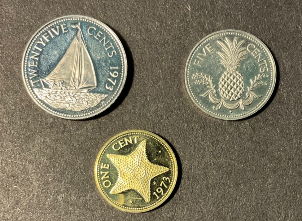 3 Bahamas Proof Coins Ship Pineapple Starfish