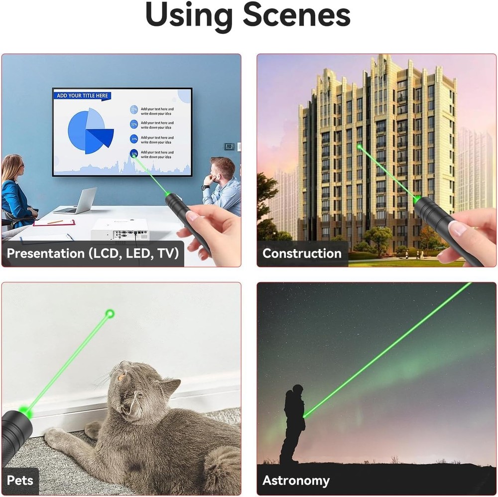Aluminum Rechargeable Green Laser Pointer with Unique Starlight Patterns