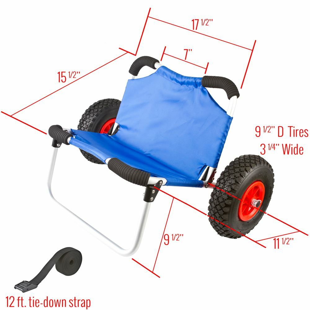 Elevate Outdoor KC-DOLLY-SEAT Hybrid Wide Hull Kayak and Canoe Dolly Cart with