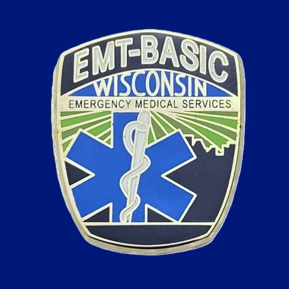 WISCONSIN EMT-BASIC PIN: 1", Imitation Gold Plated, #515