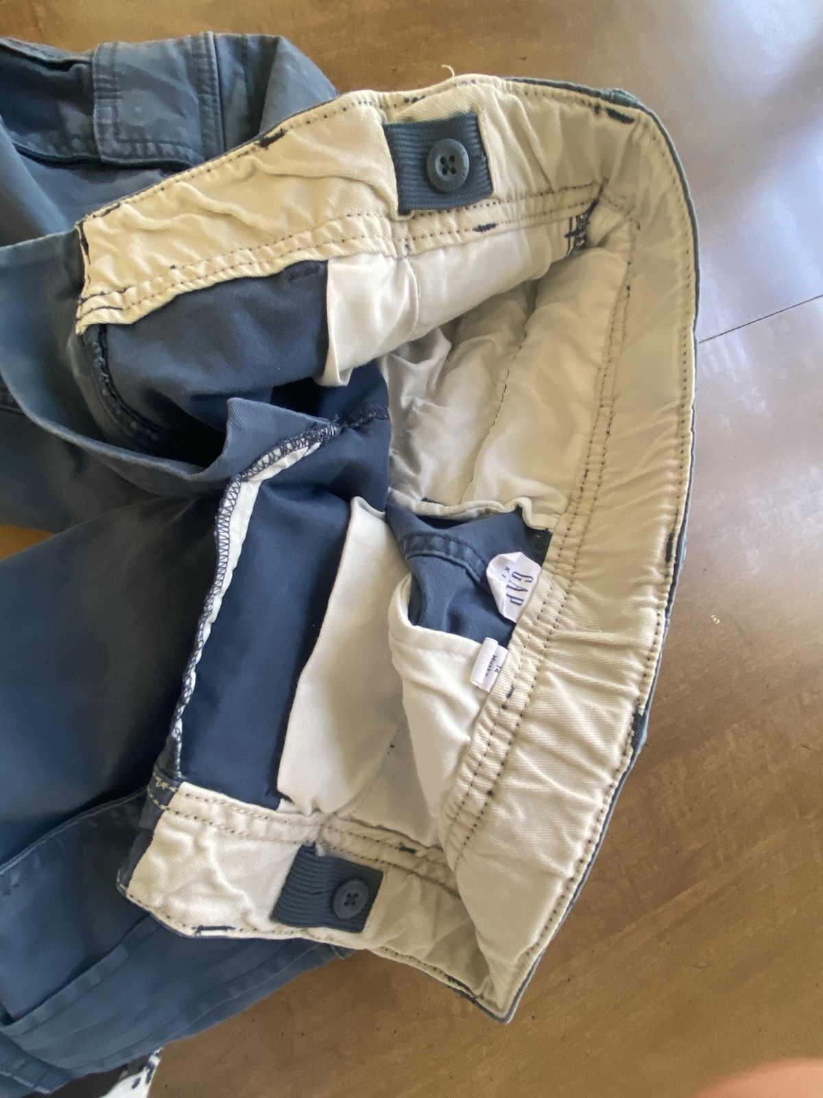 Gap Kids Size 14 Husky Blue Cargo Shorts & 14/16 Print Button Down Shirt Light