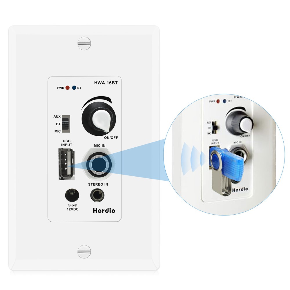Herdio 6.5" Ceiling Speakers Bluetooth Wall Amplifier Flush Mount Stereo 2Pcs