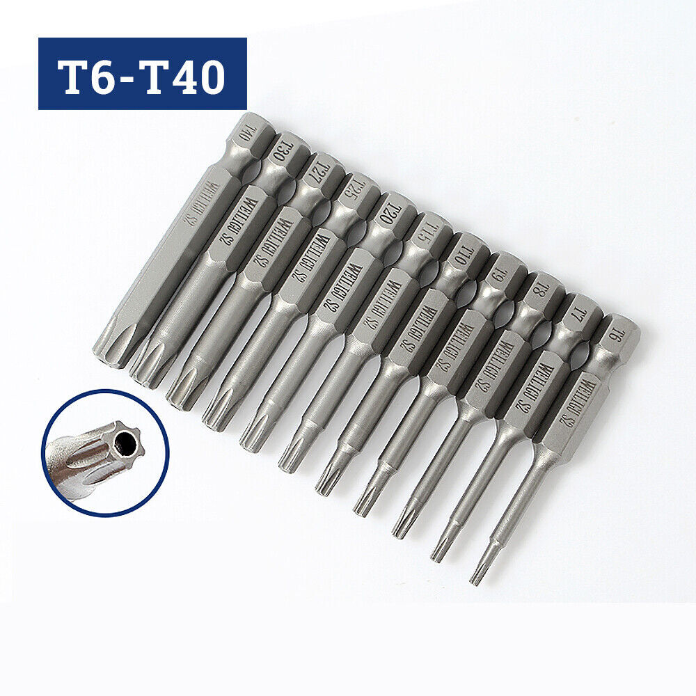 Long Reach Torx Star Hex Security Bit Set Tamper Proof Screwdriver Bits 1/4"