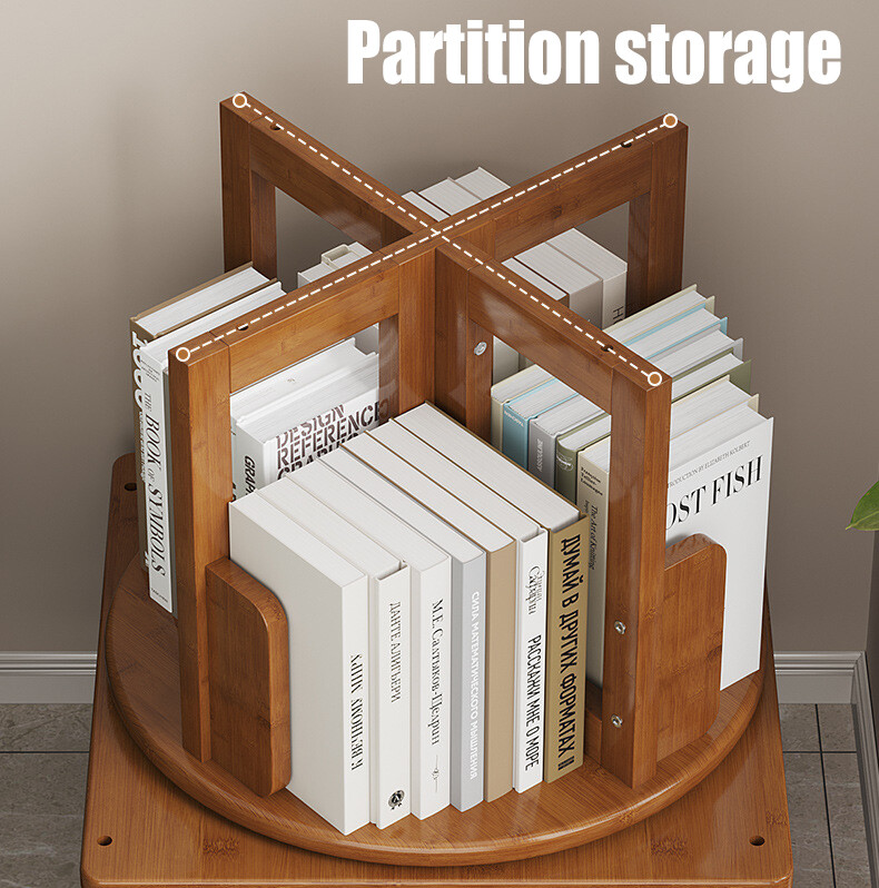 Multi Storage Table, Side Table with Rolling Wheels, Removable Swivel Bookcase