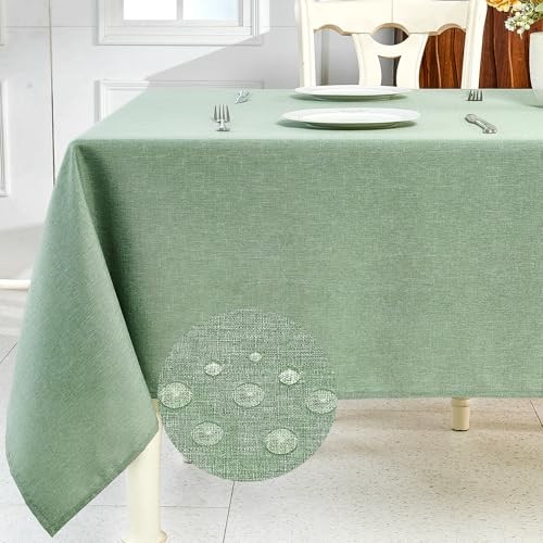 Textured Linen Table Cloth for Rectangle 84" x 60" (Rectangular) Sage Green