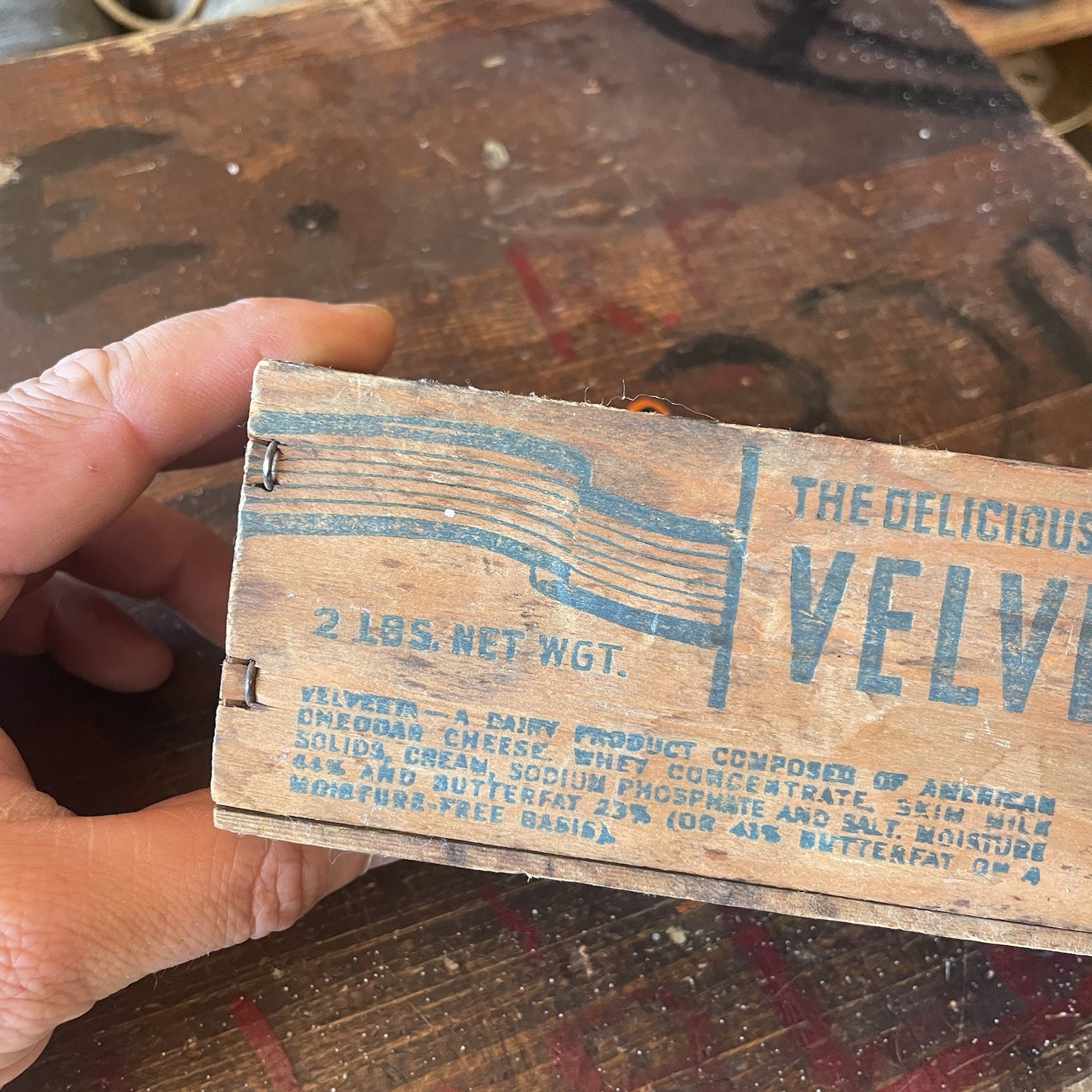 Vintage Wood KRAFT Velveeta Cheese box Crate 2 lb Size Display