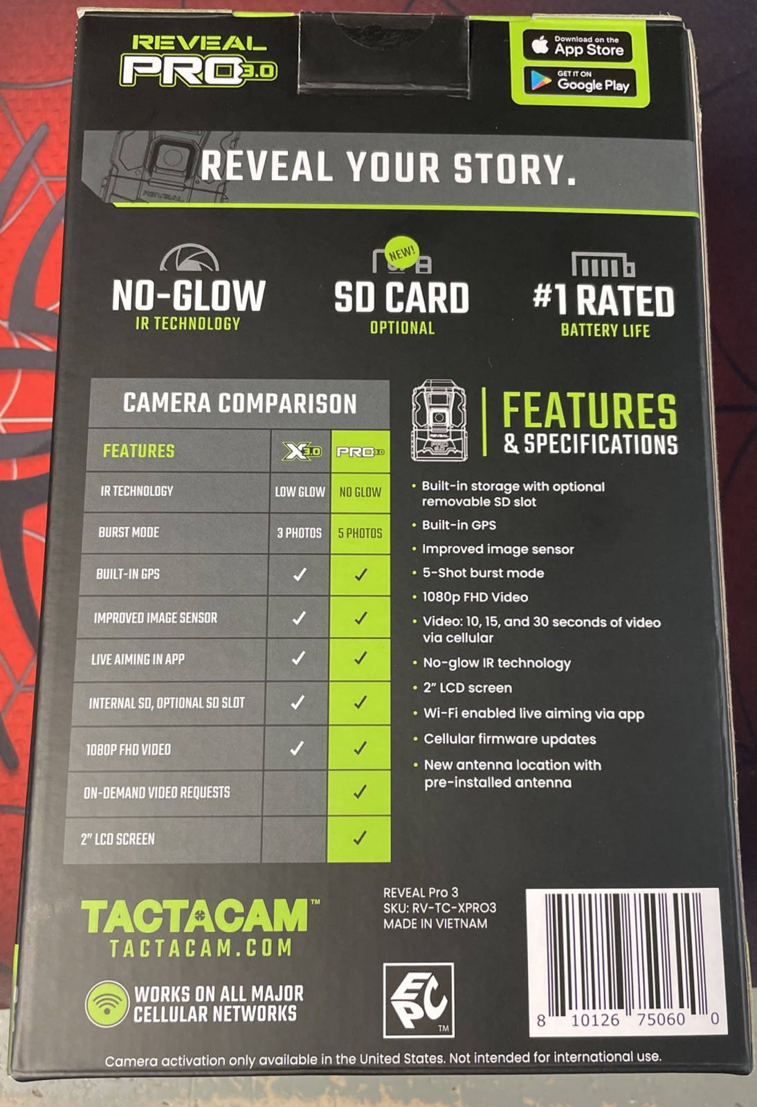 Tactacam Reveal Pro 3.0 Cellular Trail Camera GPS No-Glow 2 LCD Live Aim HD