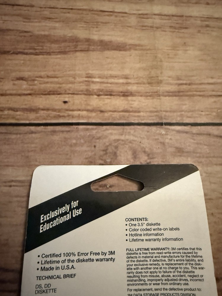3M DS DD 3.5" Diskettes Formatted IBM Double Sided/Density Sealed Single Pack