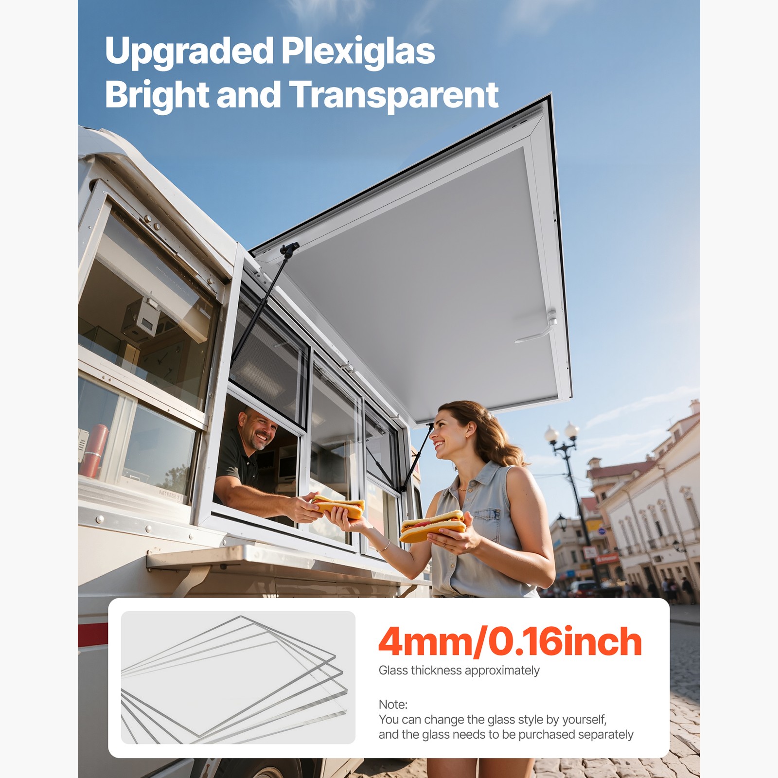 Uimoso 60x36in Concession Food Truck Service Window with Aluminum Alloy Awning