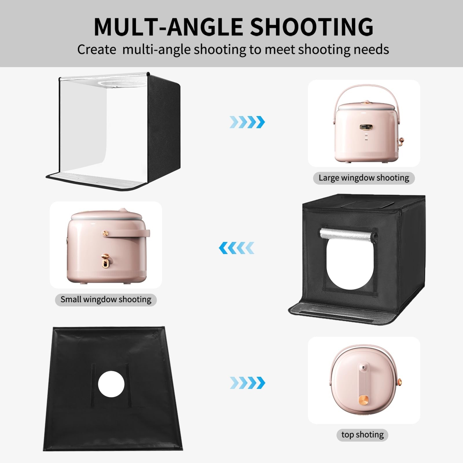 Pro 24"x24" Photo Studio Light Box 3-Side Light Panel/3-Temp/Dimmable 10%-100...