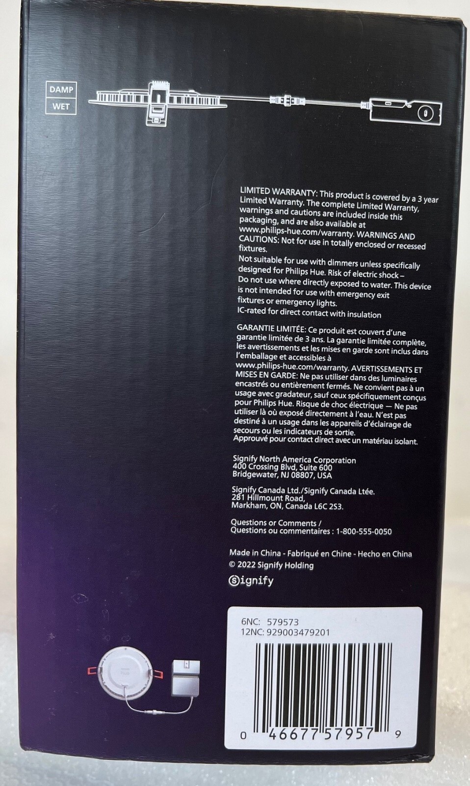 Philips Hue 579573 White & Color Ambiance 6" Slim Downlight LED Smart Light