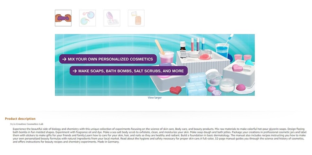 Creative Cosmetics Lab Science Kit | 16 Experiments Including Soaps, Bath Bombs,