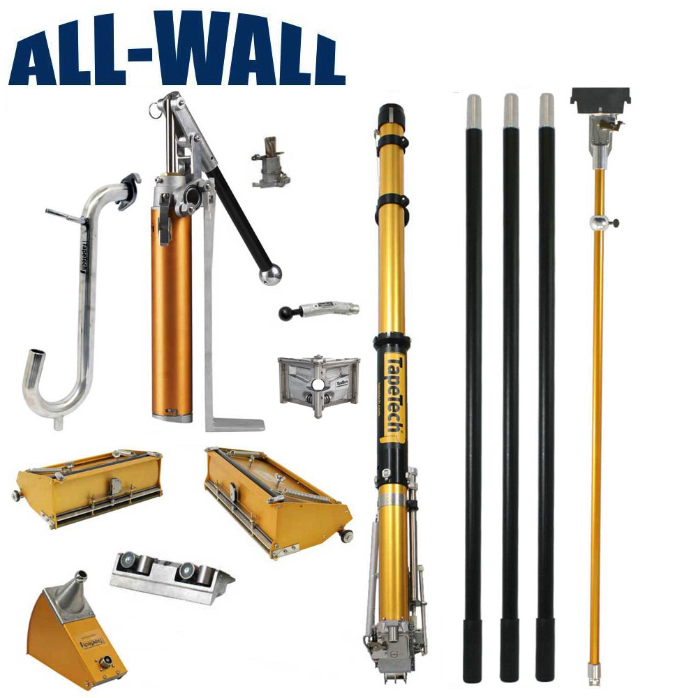 TapeTech Full Set Drywall Taping Tools w/Taper, 7/10" Boxes, Corner Tools, Pump