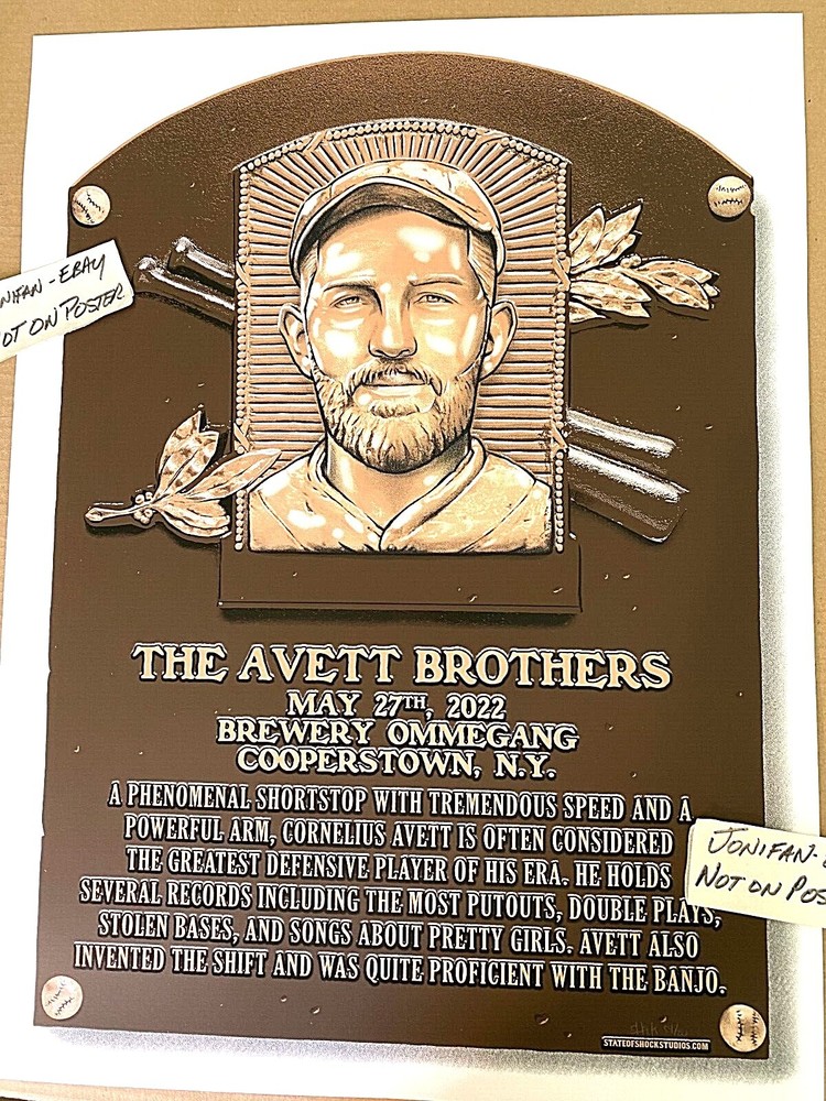 The Avett Brothers Cooperstown NY May 27 2022 LE AP ScreenPrint Poster S/N Scott