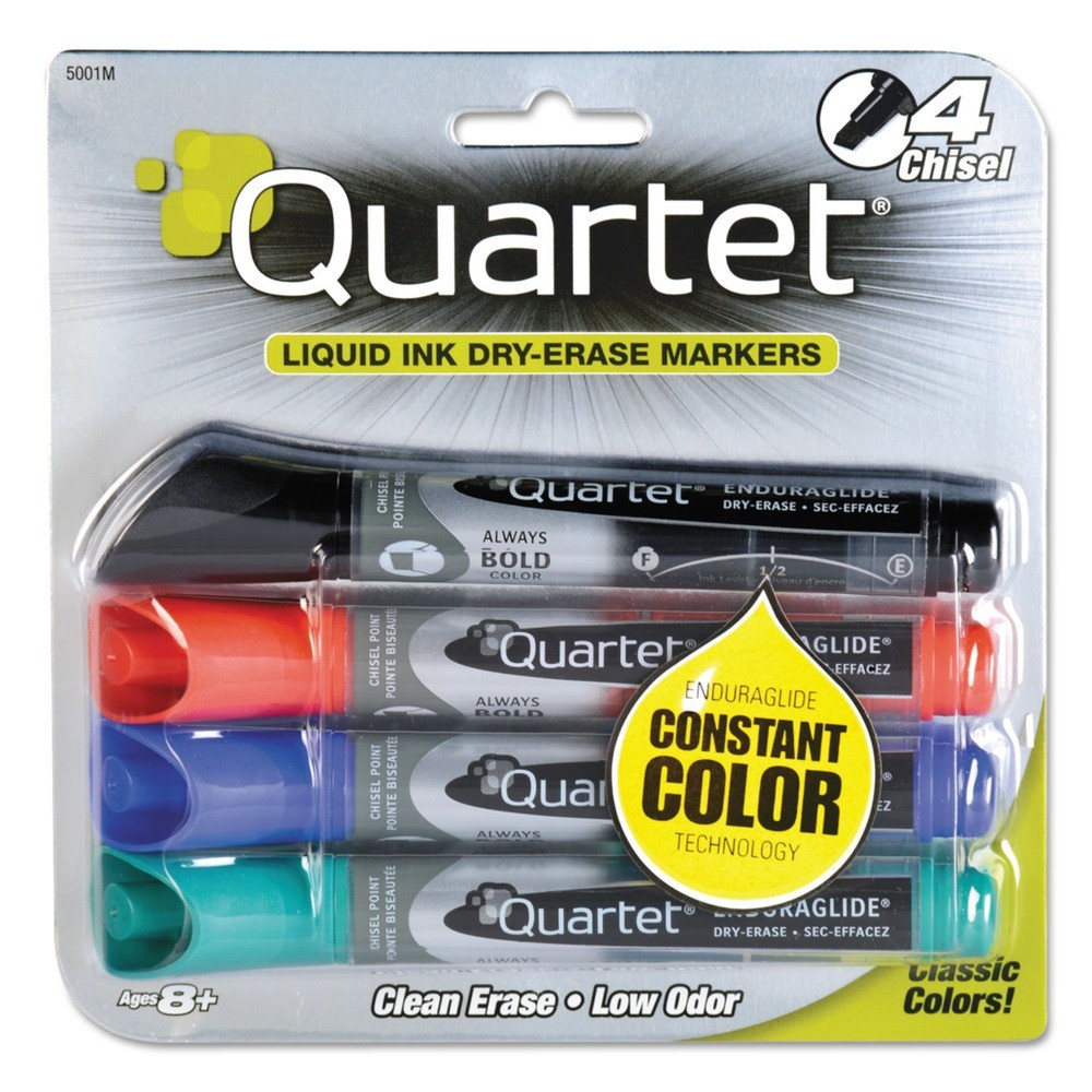 Quartet 5001M Broad Chisel Tip EnduraGlide Marker - Assorted (4/Set) New